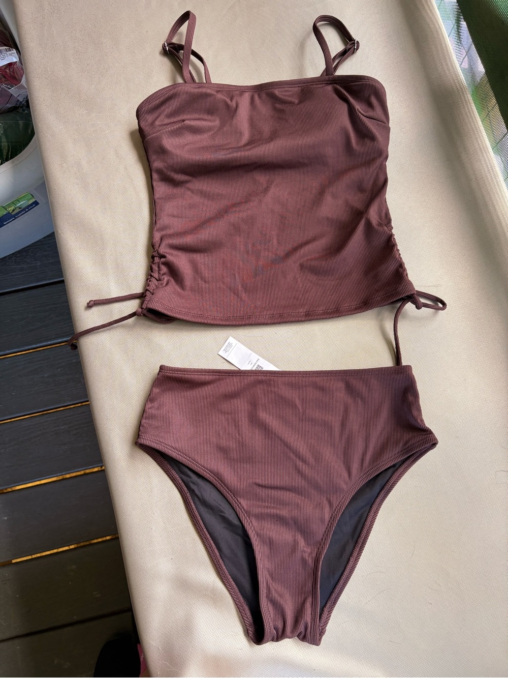 Women's High-Waist Tankini Set in brown